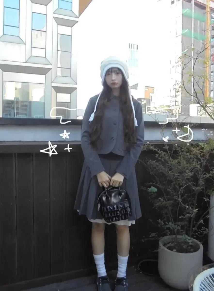 코이세이오 아이브 레이 리본 자켓&모자 비니 세트