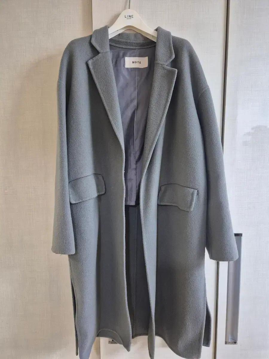 여성 소라색 핸드메이드 롱코트