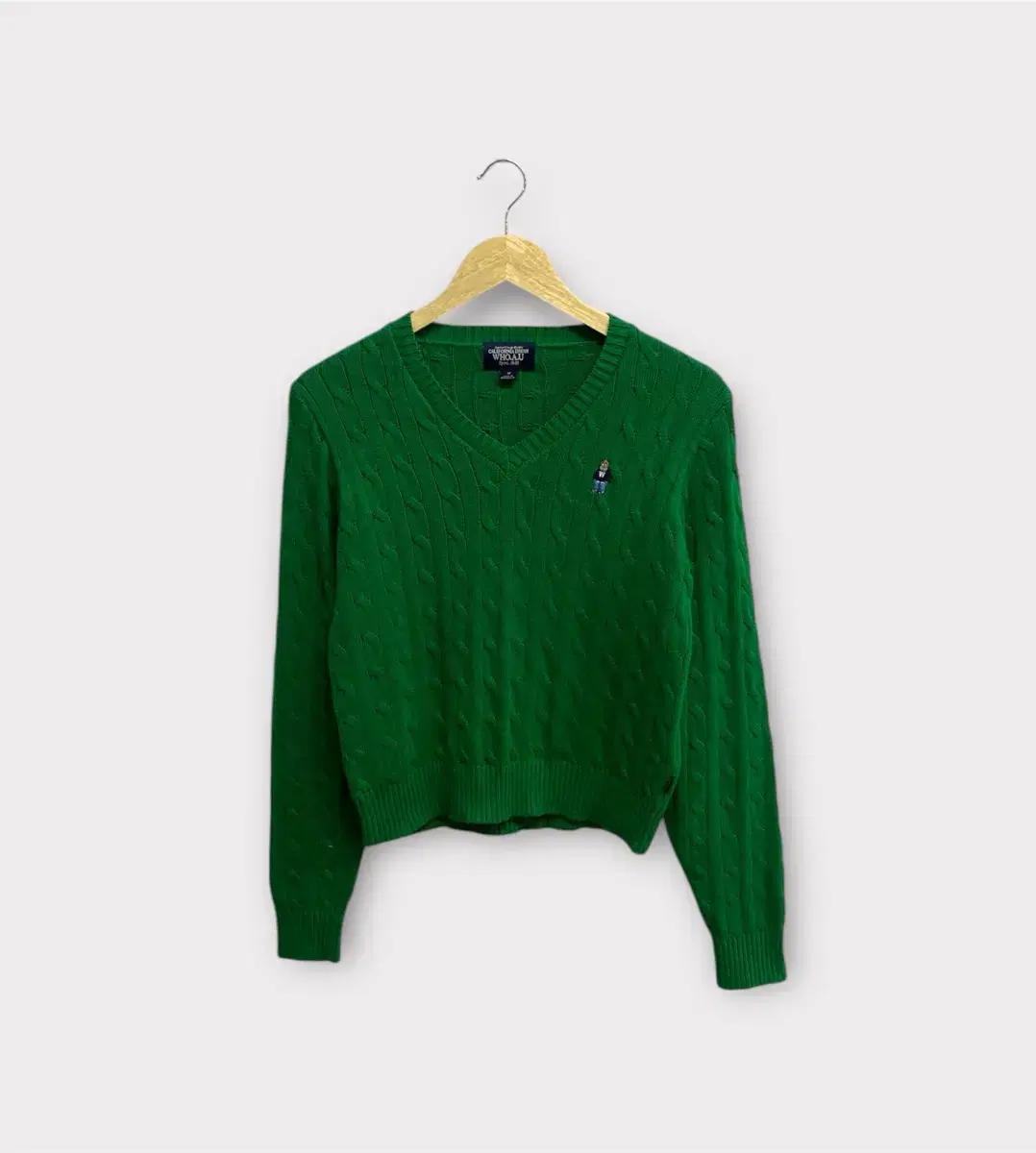 후아유 스티브 브이넥 케이블 니트 스웨터 M