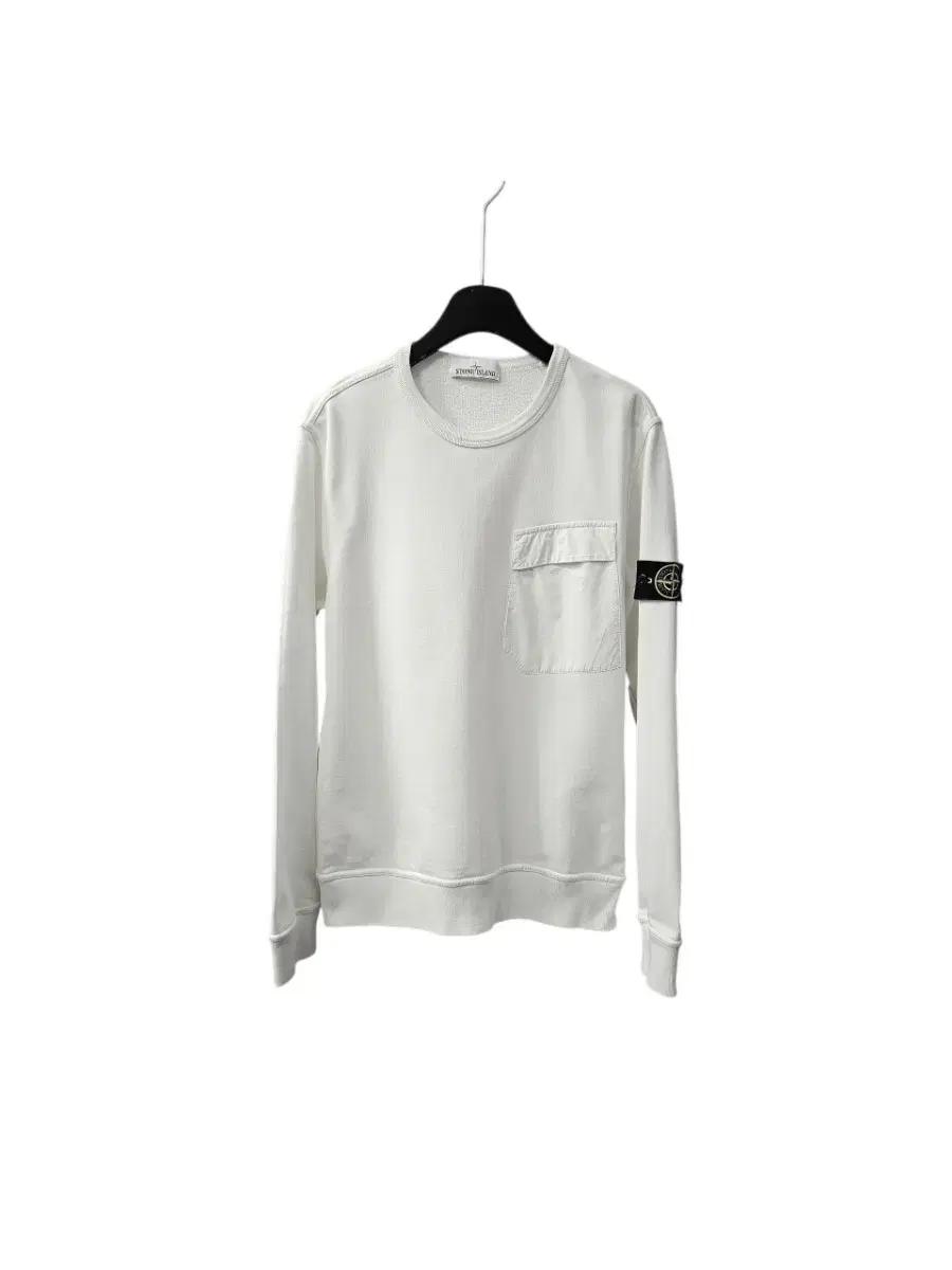 스톤아일랜드 화이트 포켓 맨투맨 (QR인증