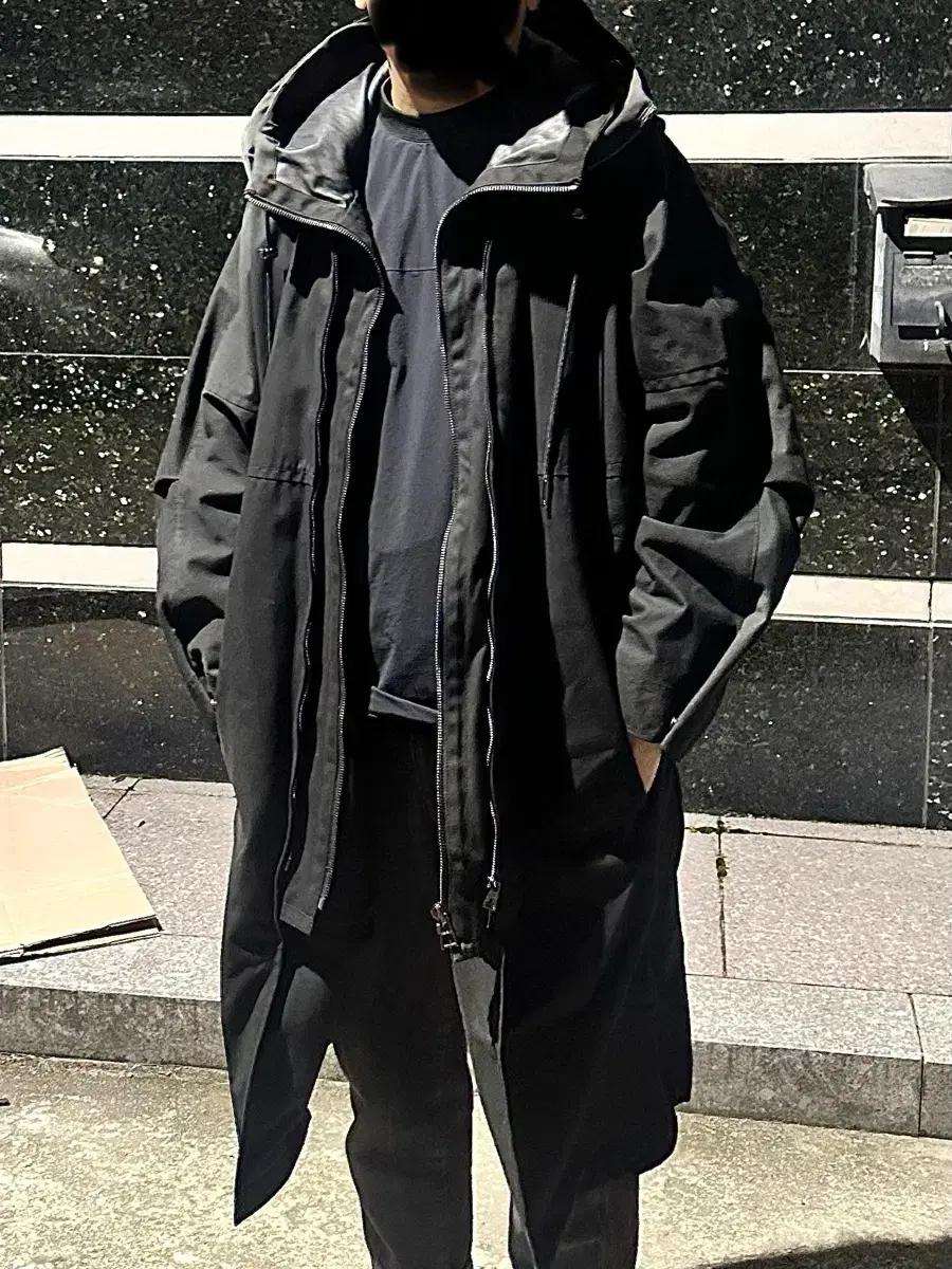 송지오 옴므 더블 레이어드 롱 자켓