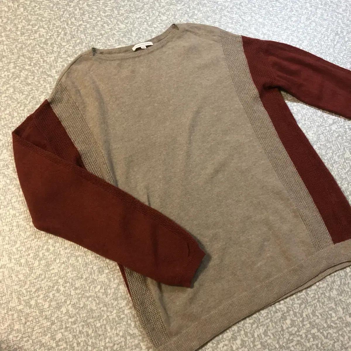 쁘렝땅 쁘랭땅 부래당 캐시미어 여자 여성 배색 니트 스웨터 100