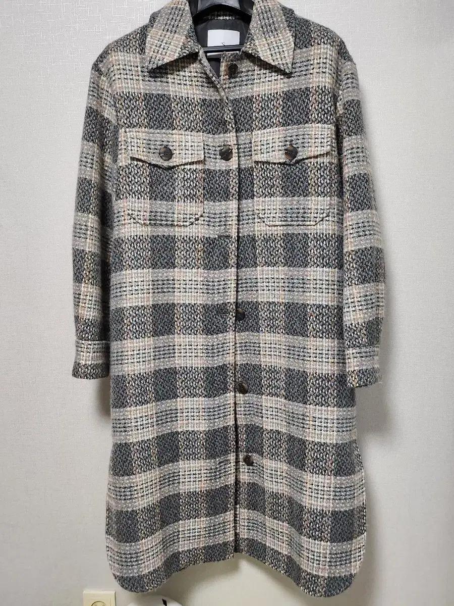 솔레지아 체크 롱 셔츠 코트