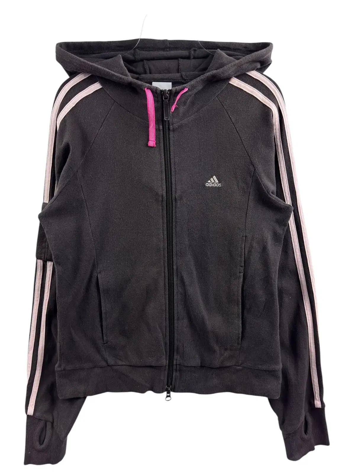 아디다스 브라운 핑크 포켓 딱붙후드집업1583