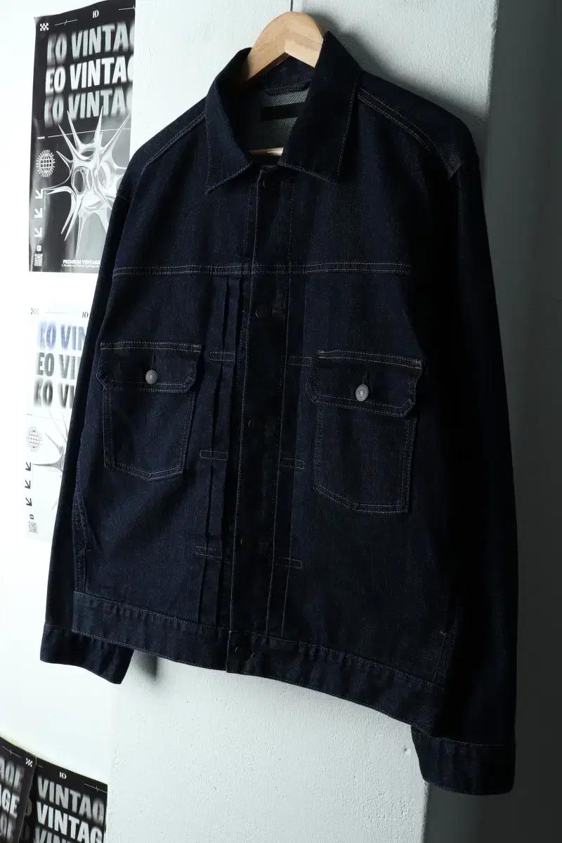 (L) 유니클로 집업 바람막이 점퍼자켓 데님 청 트러커-162EE