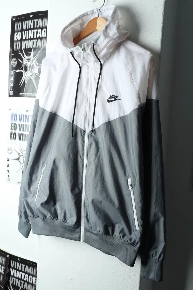 (L-XL) 나이키 집업 바람막이 점퍼자켓 윈드러너 화이트-1635B