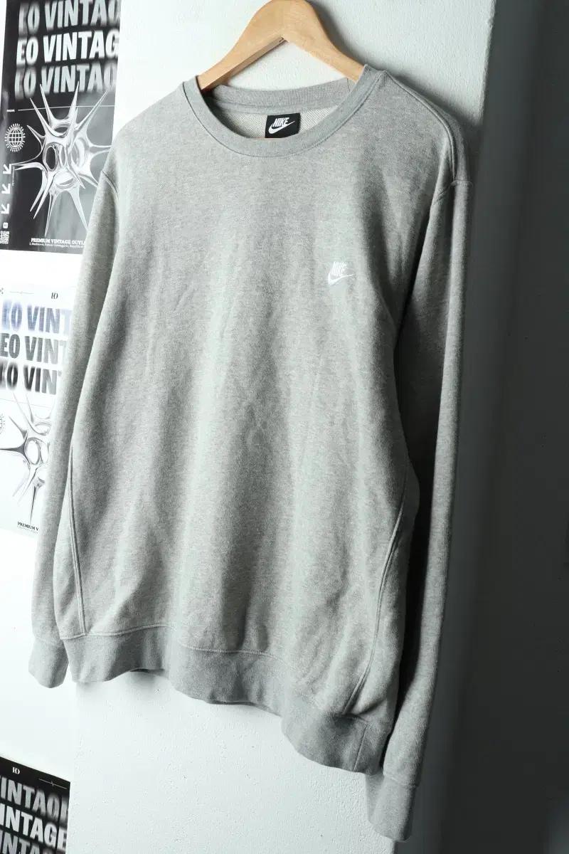 (XL-2XL) 나이키 맨투맨 티셔츠 빅사이즈 크루넥 그레이-16367