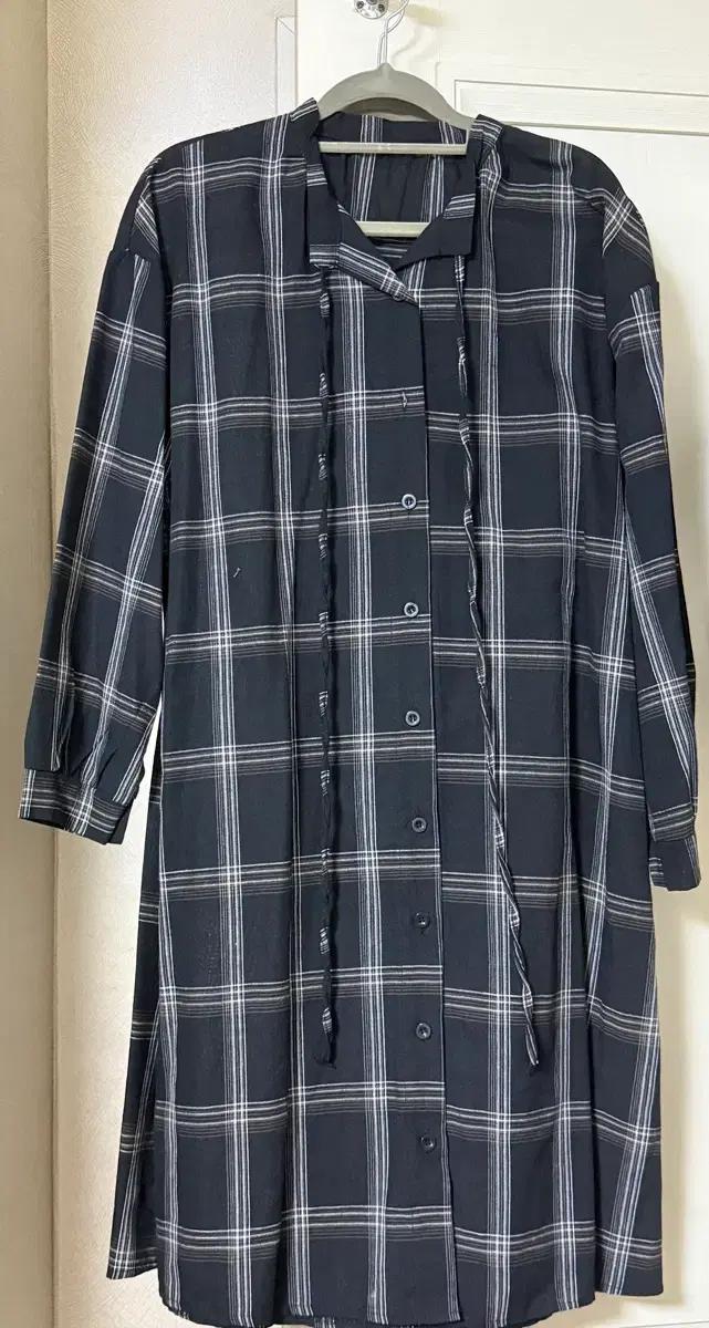 체크 셔츠 롱 원피스