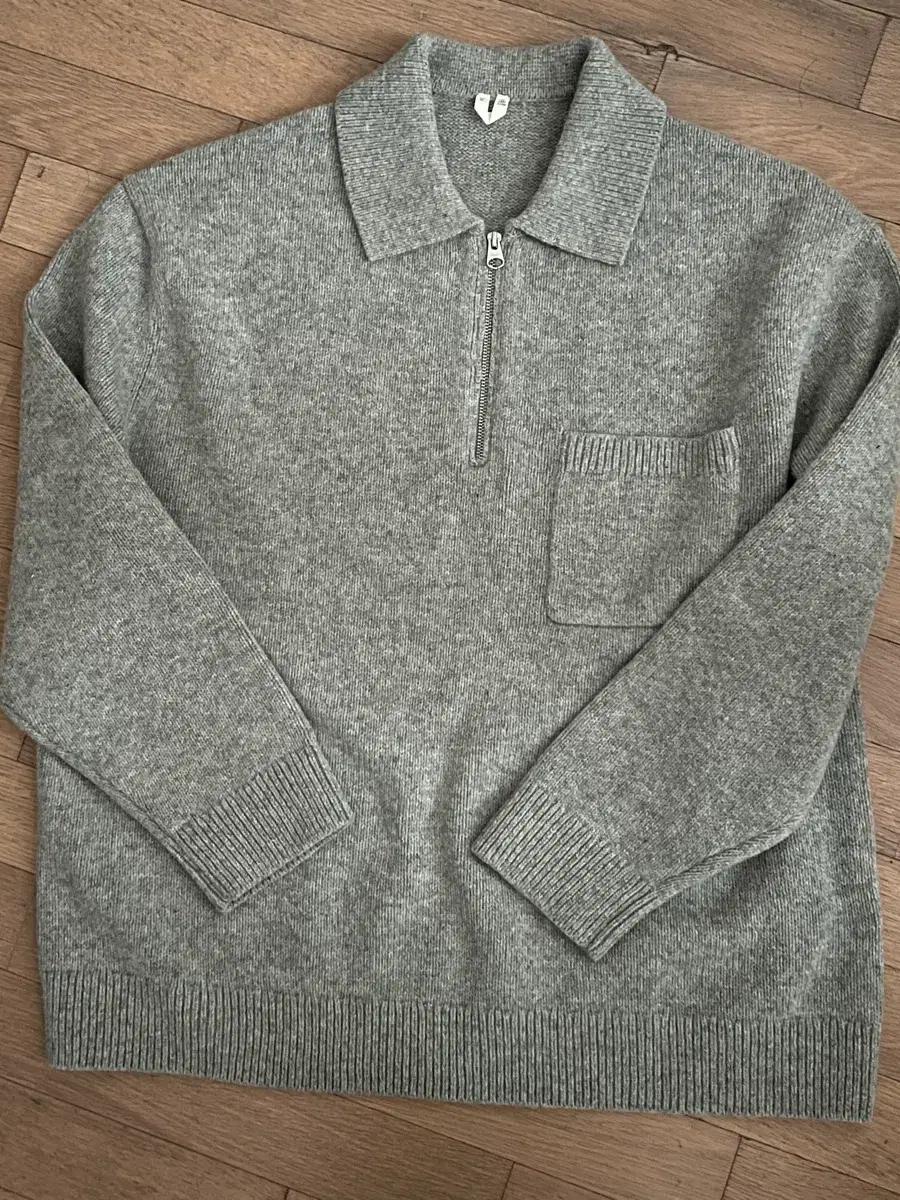 아르켓 하프 집업 니트 그레이 XL