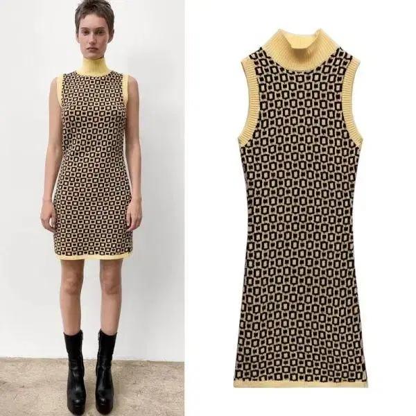 자라 ZARA 지오메트릭 자카드 니트 원피스 드레스M사이즈 새제품