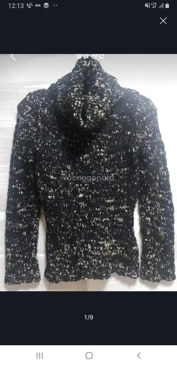 @A급@오브제 여성 목폴라 스웨터 블랙 검정 가디건 세트