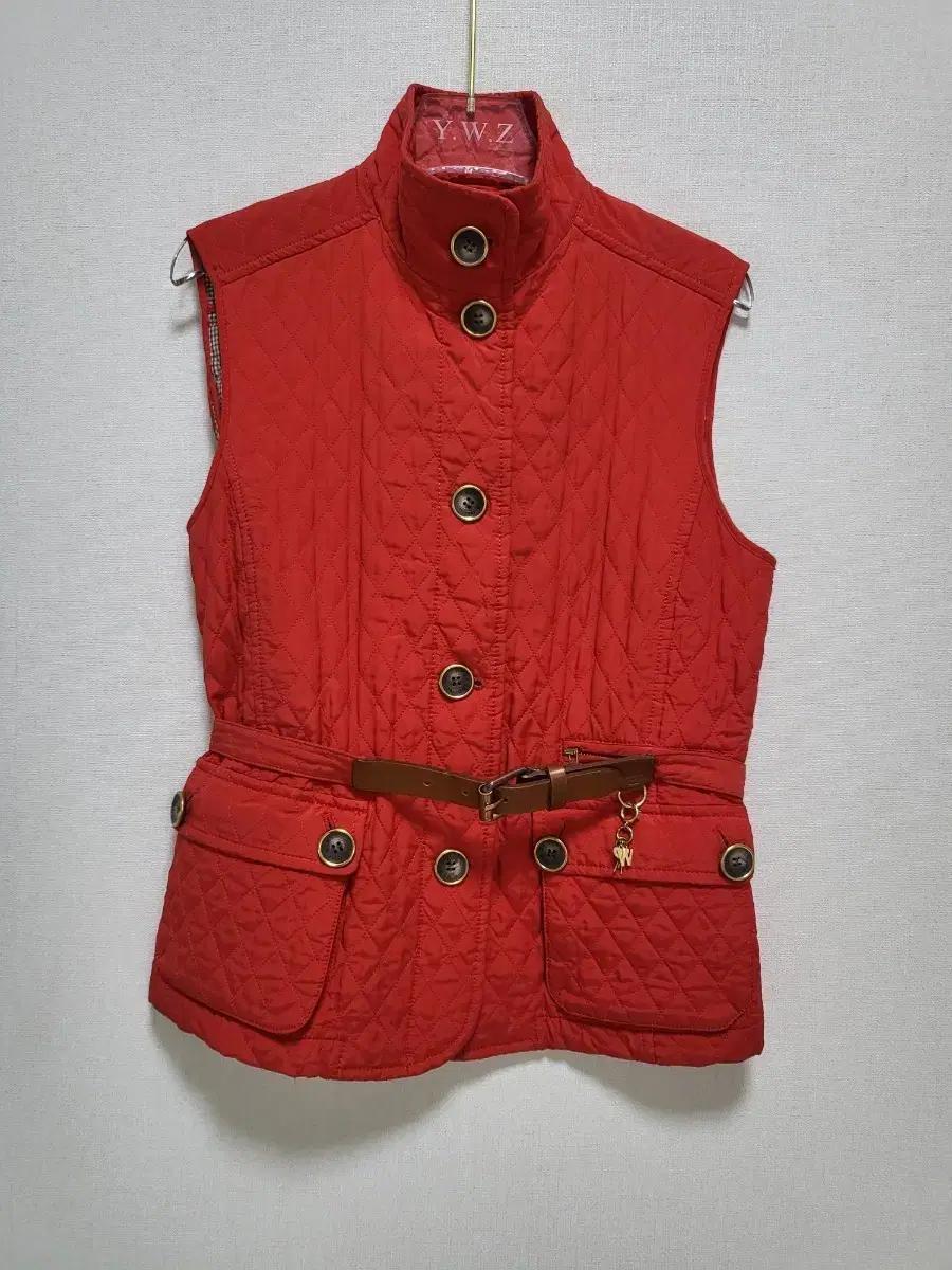 막스마라 오렌지레드 벨트 퀄팅베스트 44-66