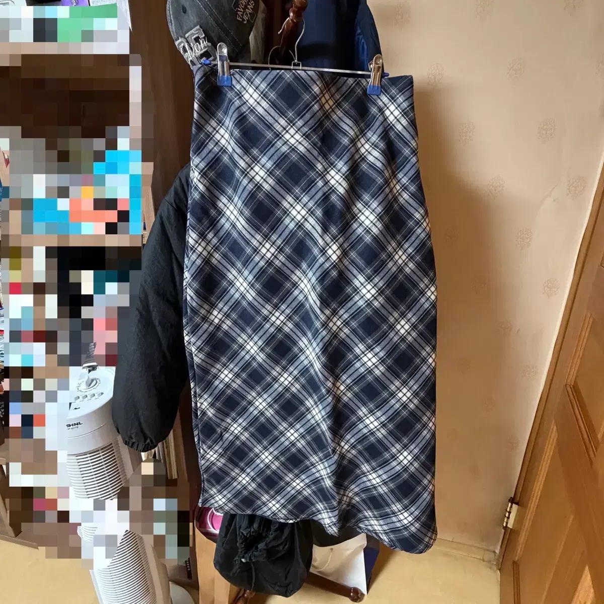 체크 롱 스커트