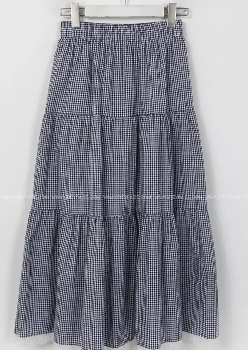 체크무늬 롱스커트