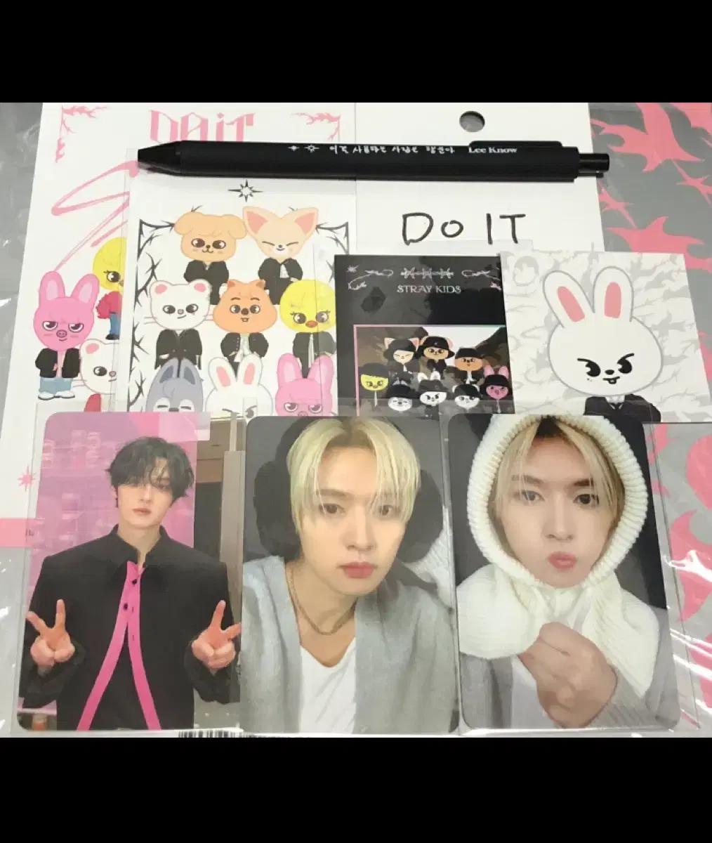 두잇 팝업 특전 스트레이키즈 스키즈 포토카드 포카 리노 이민호 리빗 볼펜