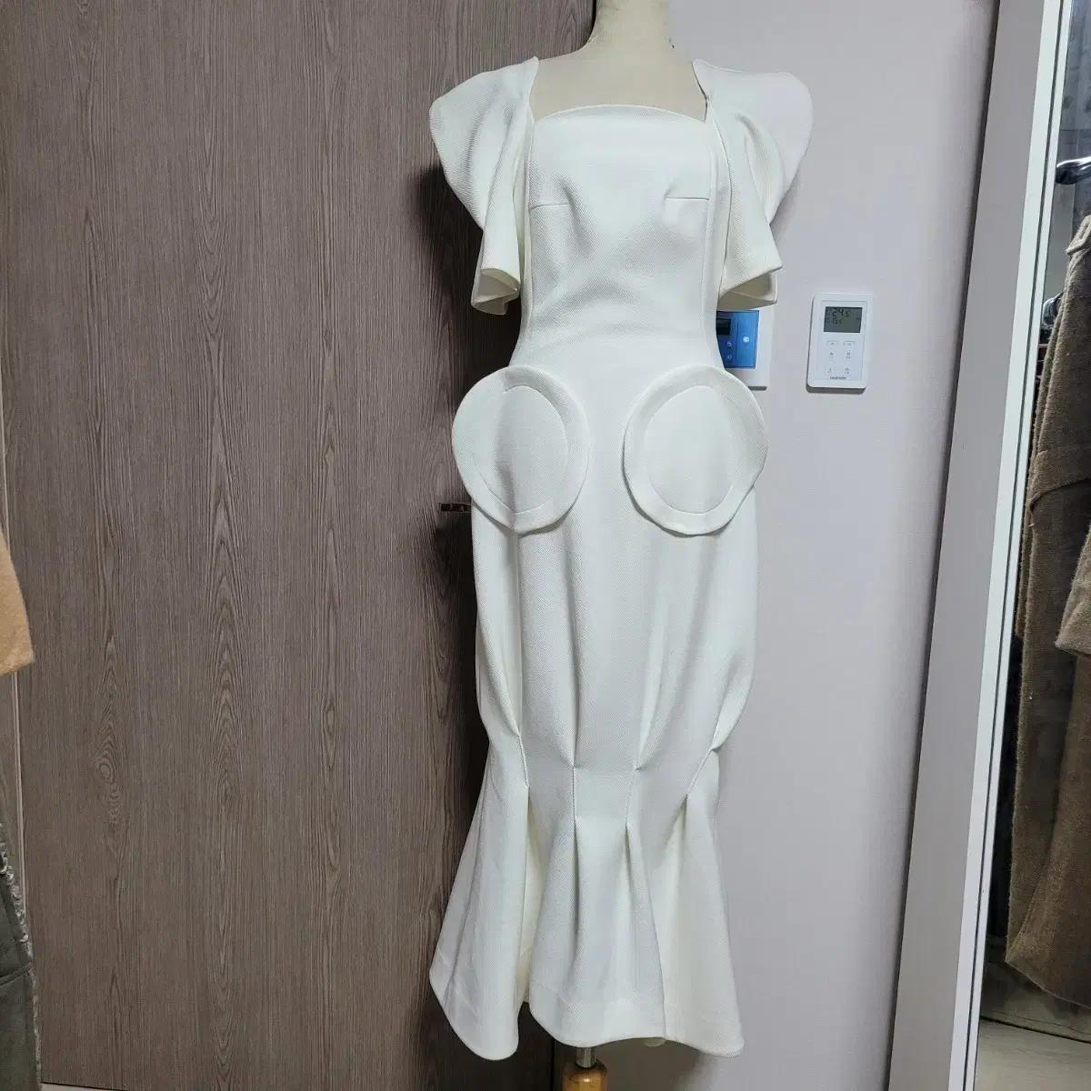 29만원대 페이우 미사용품 화이트 벌룬 핏 롱 드레스 파티복