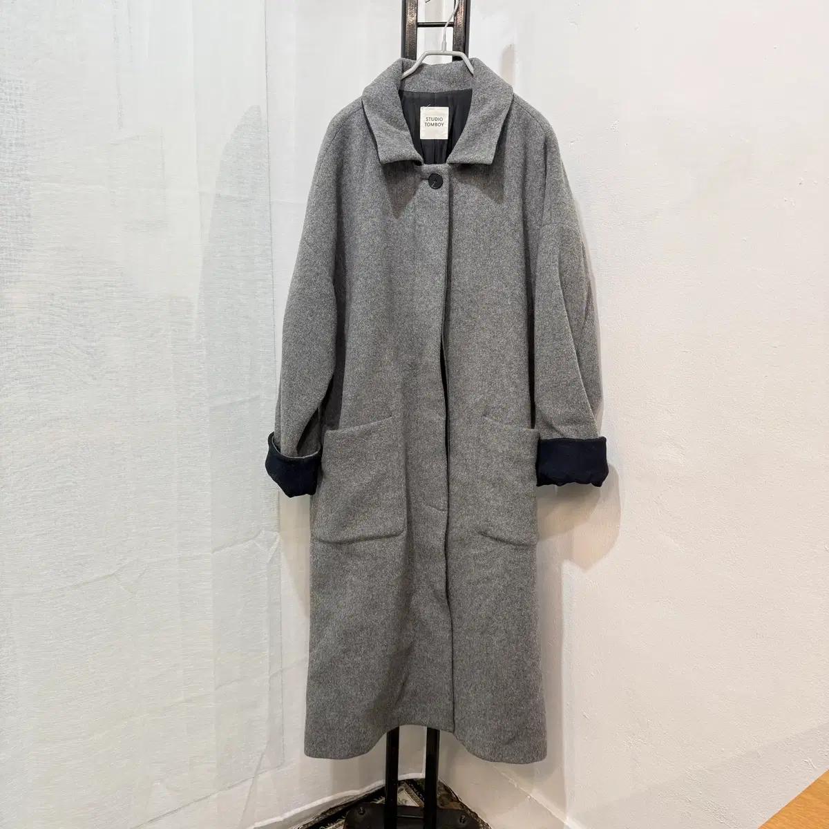 스튜디오톰보이 그레이 롱코트 울코트 오버핏코트 3960