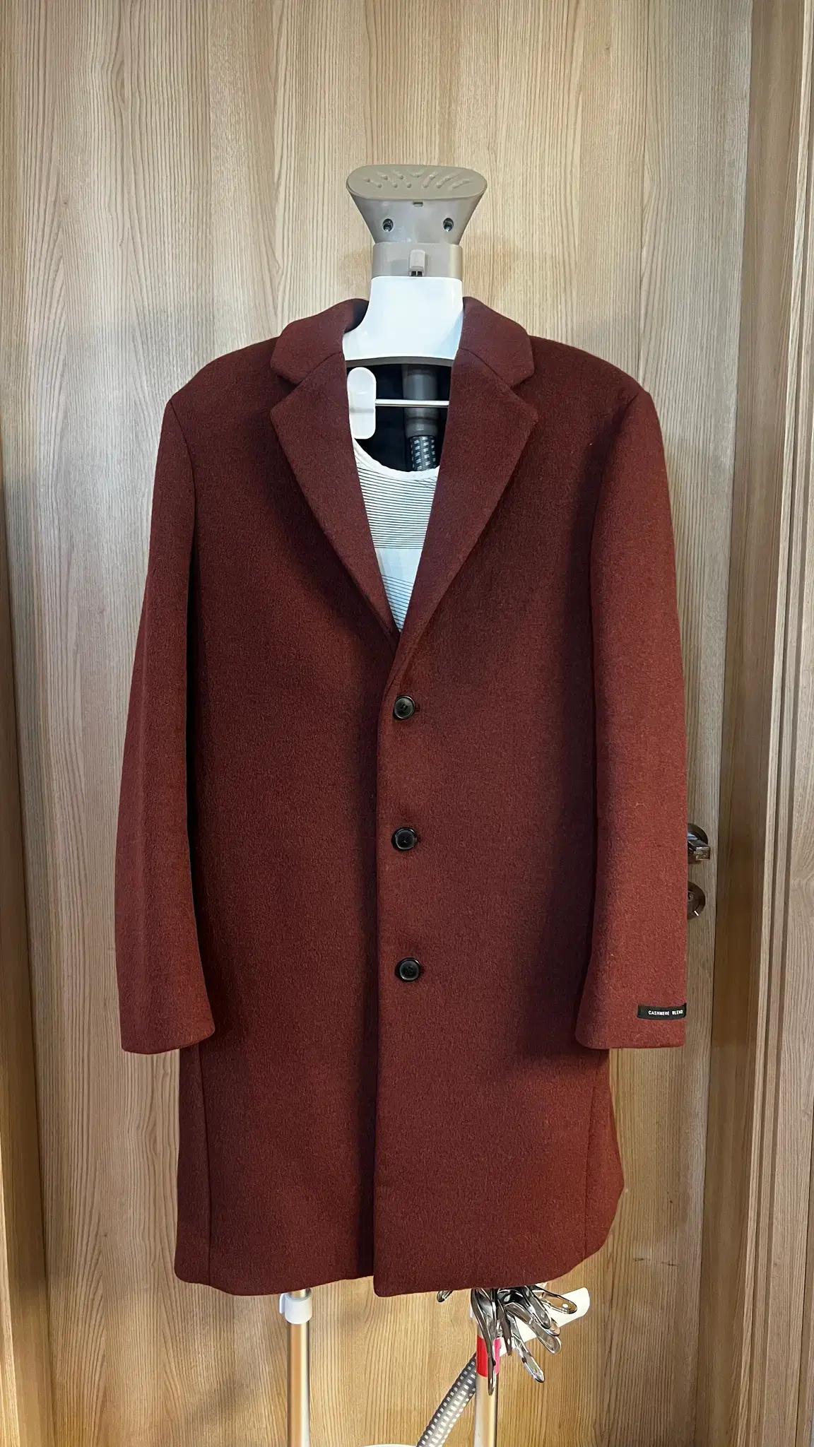 마인드브릿지 버건디 울캐시밈어 혼방 코트 100