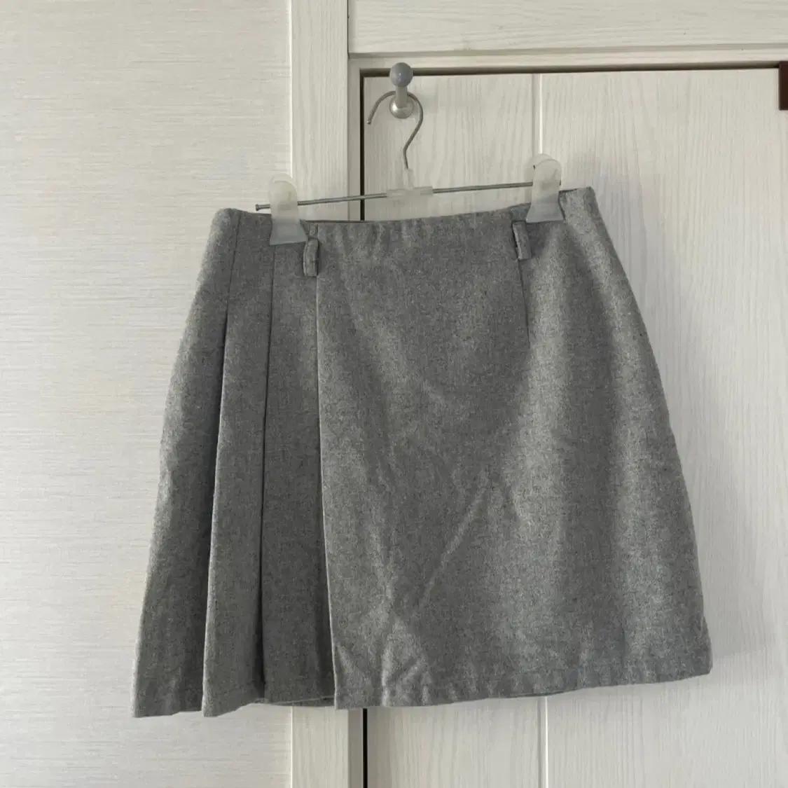 그레이 울 플리츠 스커트 미니스커트 겨울스커트 s 사이즈