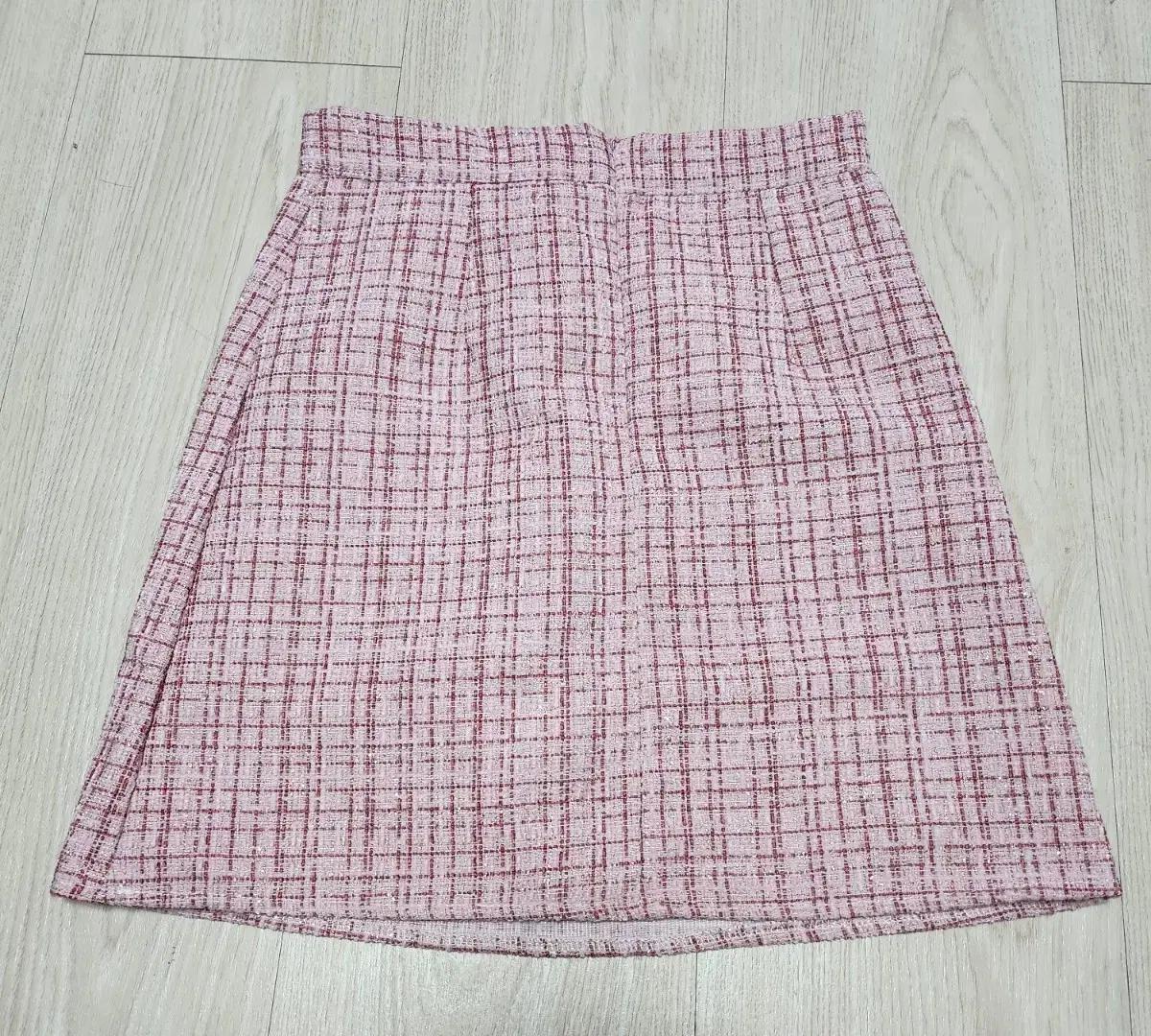 핑크 체크 미니스커트