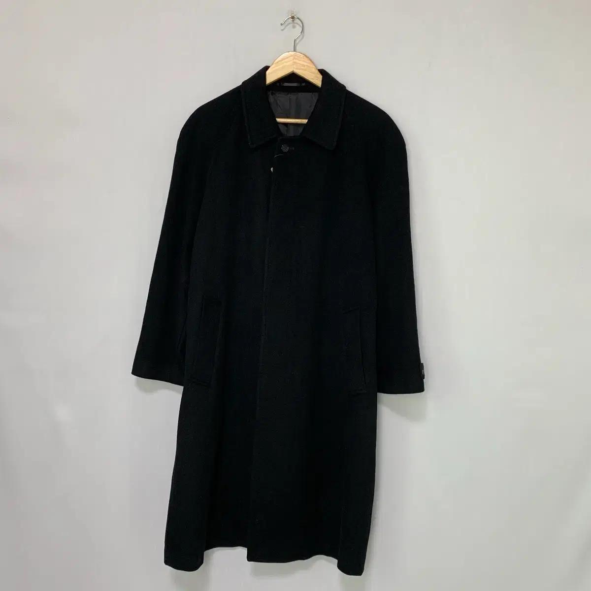 빈티지 캐시미어 100 블랙 롱 코트 남녀공용