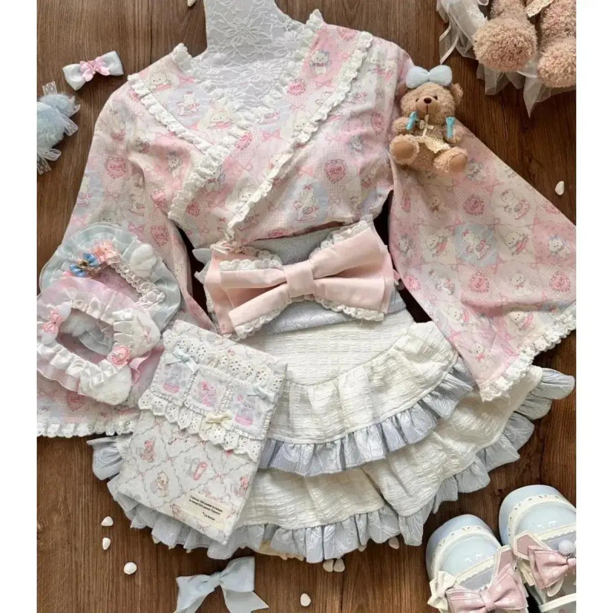 일본풍 레트로 3장 세트 원피스