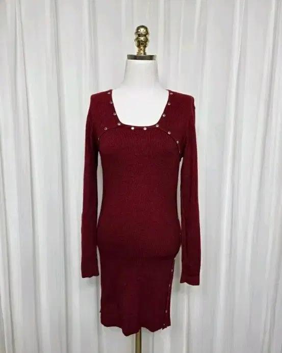 새)스퀘어넥 니트 여성 롱 원피스 쇼핑몰 버건디 스판 에이블리 코디