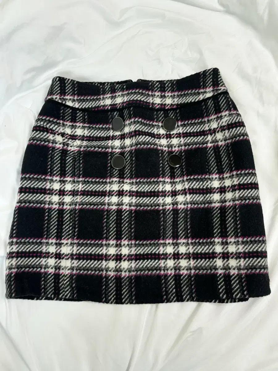 씨씨콜렉트 울 체크 스커트 단추 겨울 치마 cc collect 빈티지