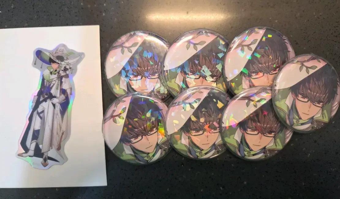 마호야쿠 레녹스 3주년 캔뱃지 홀로그램 조각 스티커