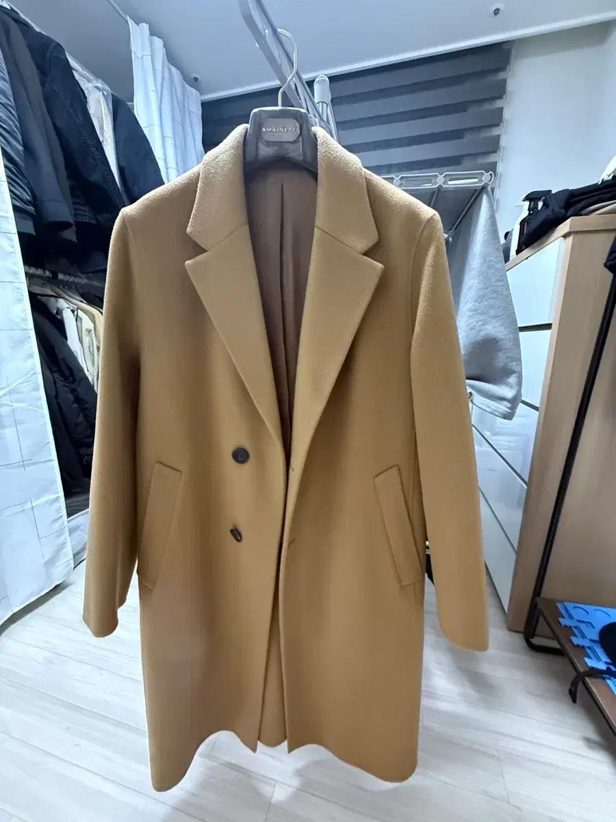 솔리드옴므 21fw 울 캐시미어 혼방 카멜 싱글코트 46사이즈