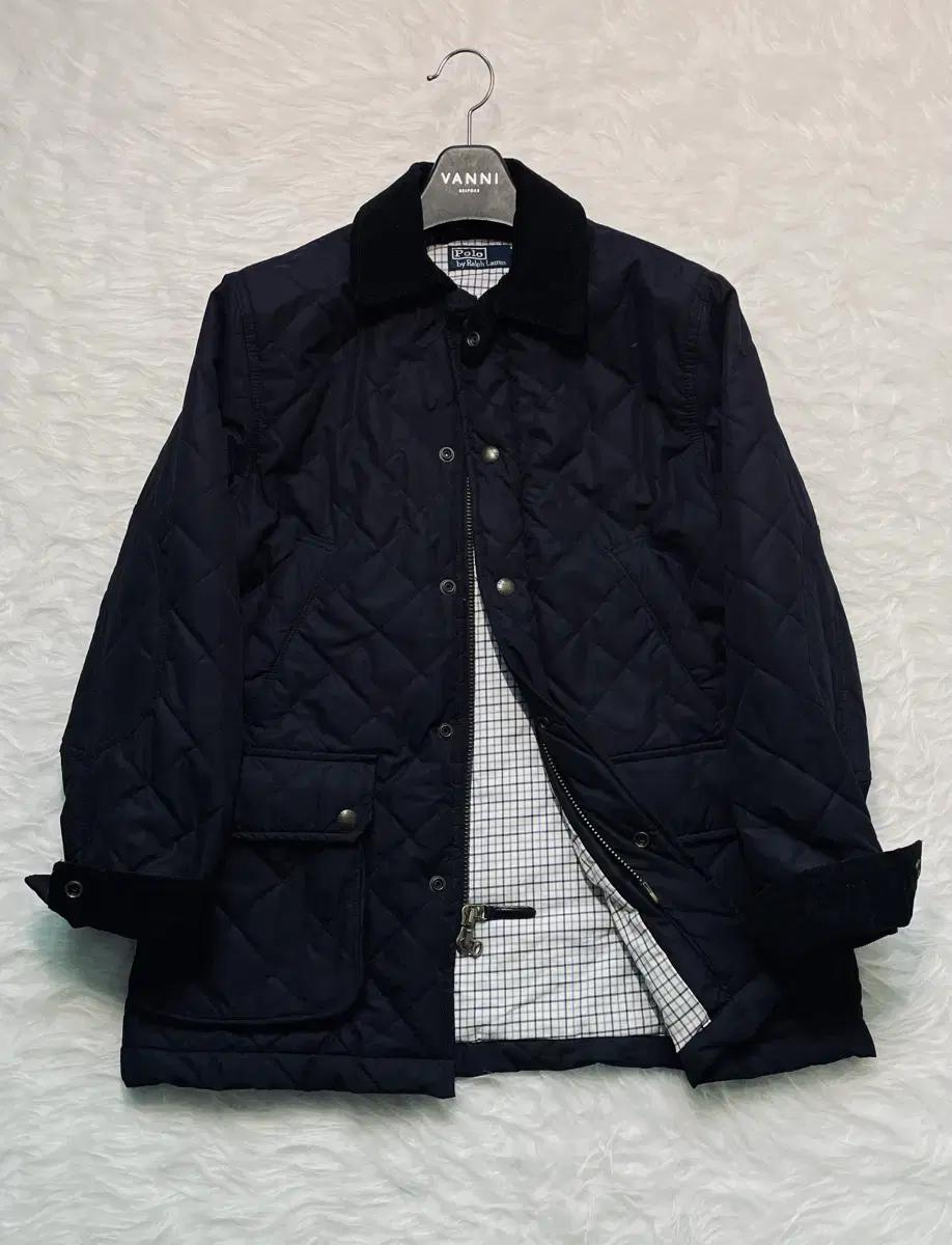 폴로 / 코듀로이 퀼팅 블랙 코트 / M