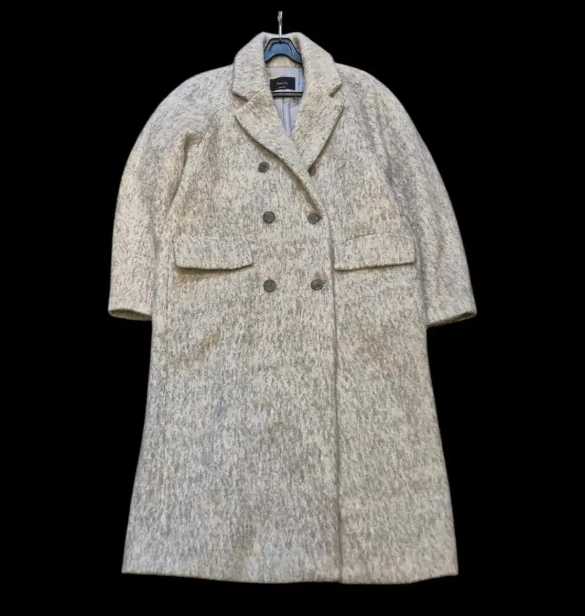 빈티지 더블 버튼 롱 코트 그레이