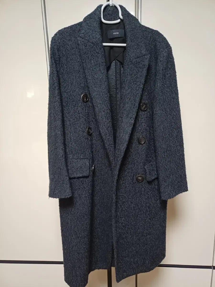 시스템 SYSTEM 헤링본 부클 더블 코트 55사이즈
