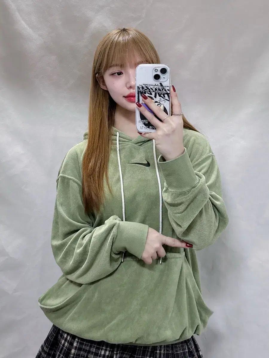 나이키 그린 미드스우시 테리 후드