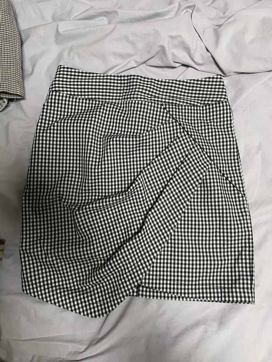 깅엄체크 튤립스커트 랩스커트