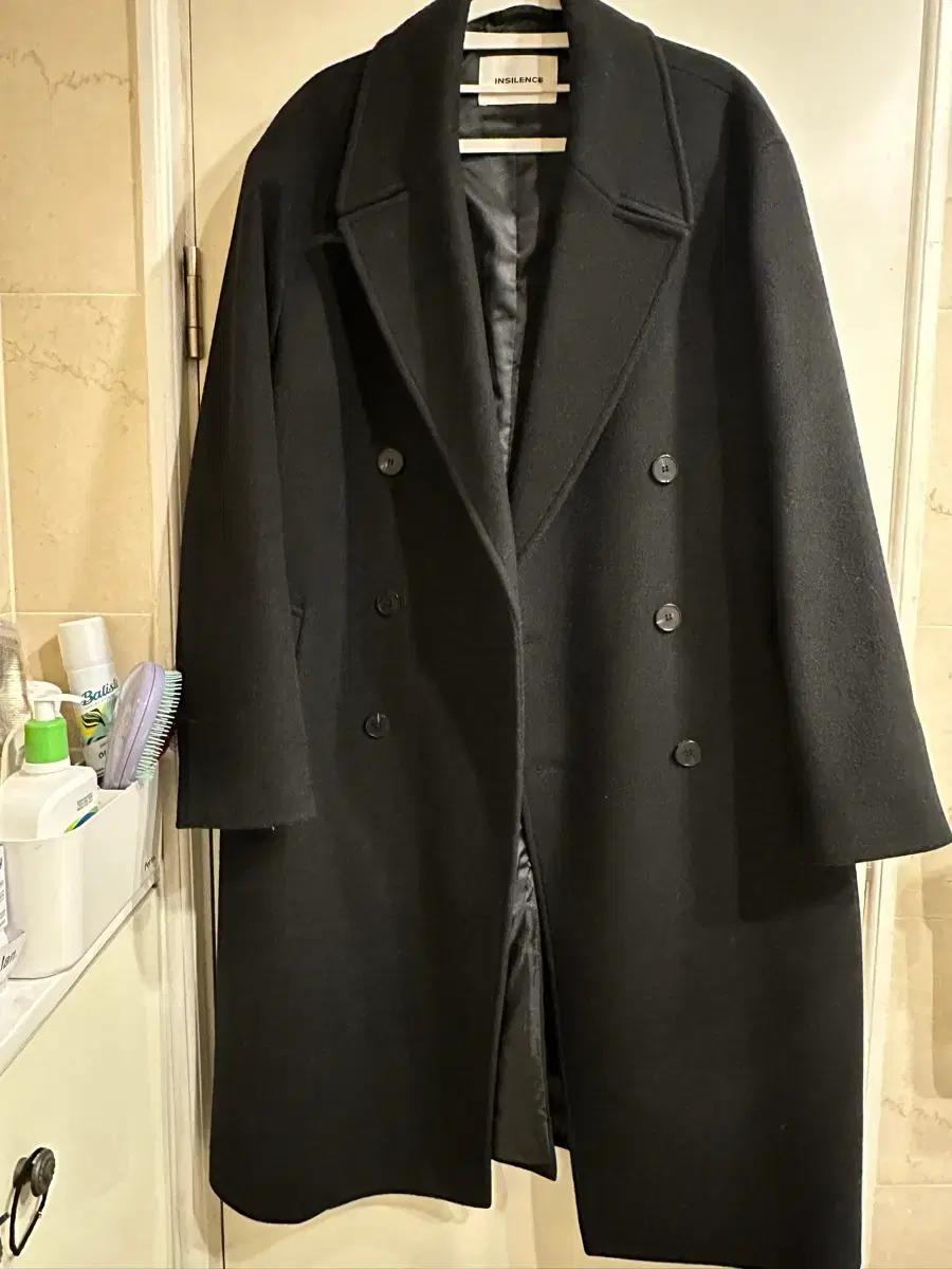 인사일런스 캐시미어 블렌드 울 블랙 더블 코트
