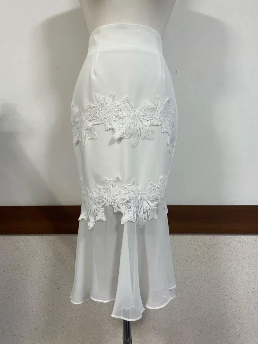 특가새)N5847 쉬폰배색 자수 스커트.롱 스커트.머메이드