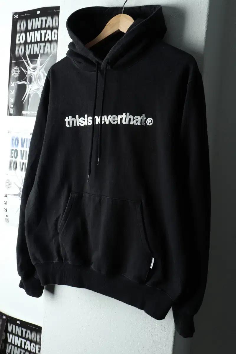 (M-XL) 디스이즈네버댓 후드티셔츠 빅로고 블랙 기모 잘익음-16333