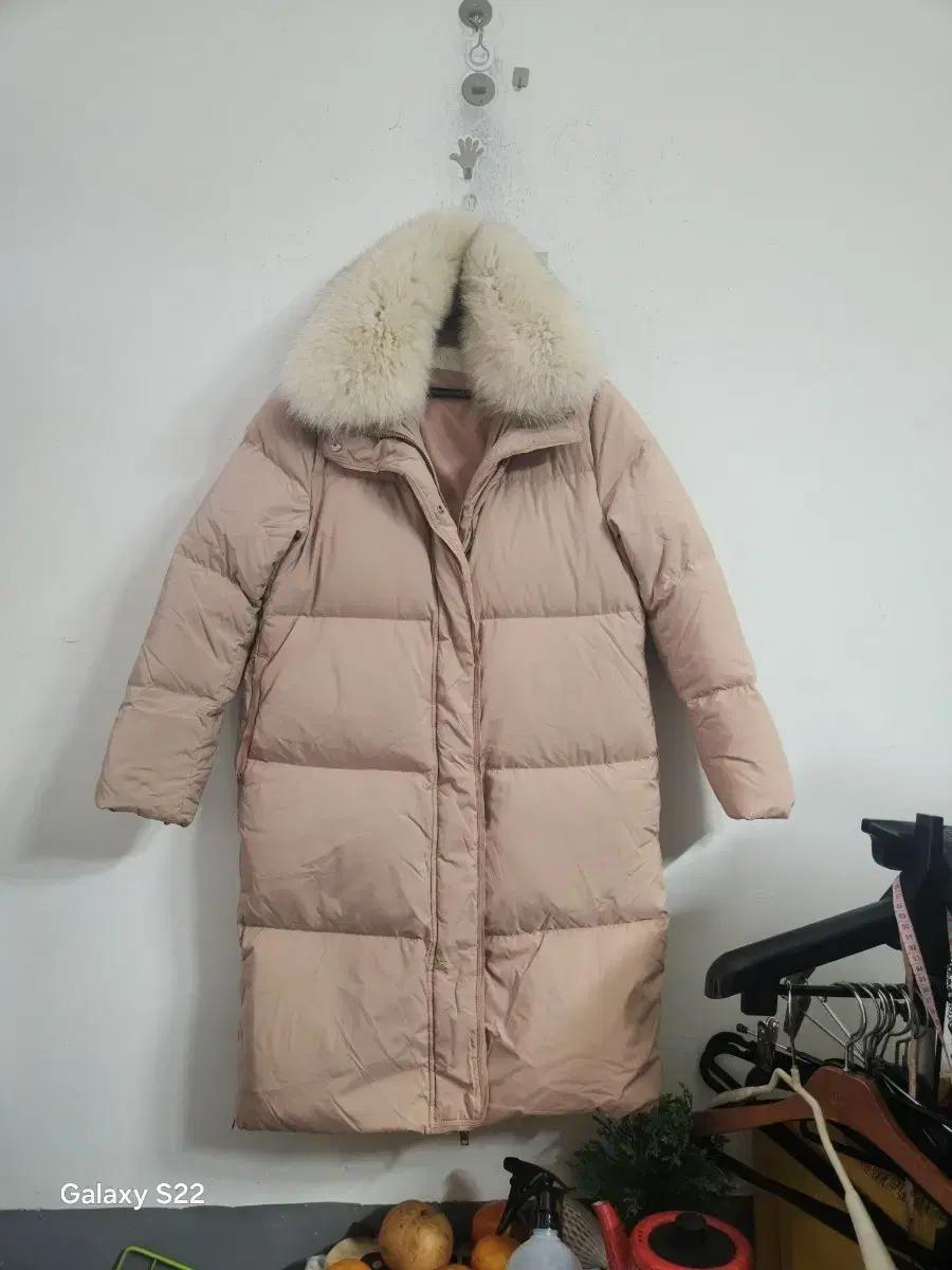 여성 핑크 퍼 롱 패딩 코트