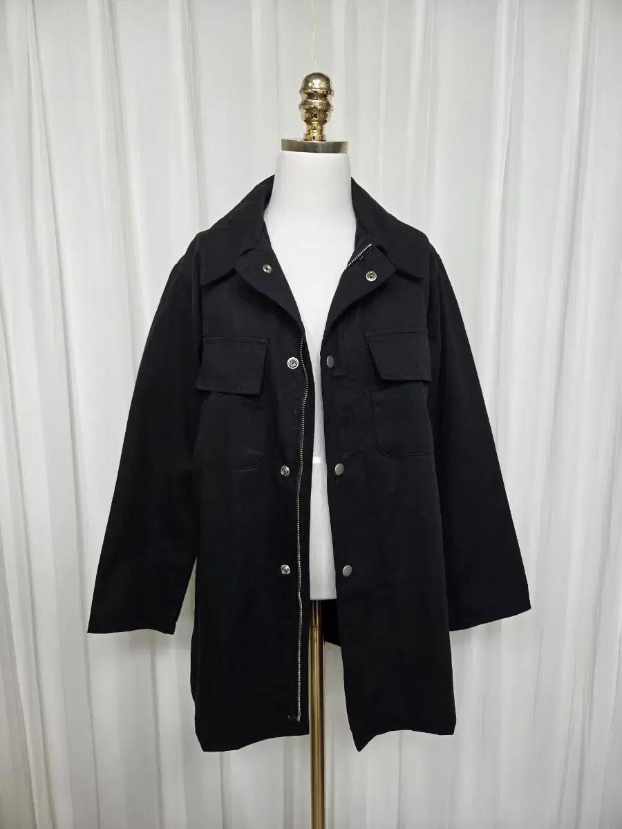 새)면혼방 블랙 여성 코트 자켓 점퍼 캐주얼 프리 사이즈