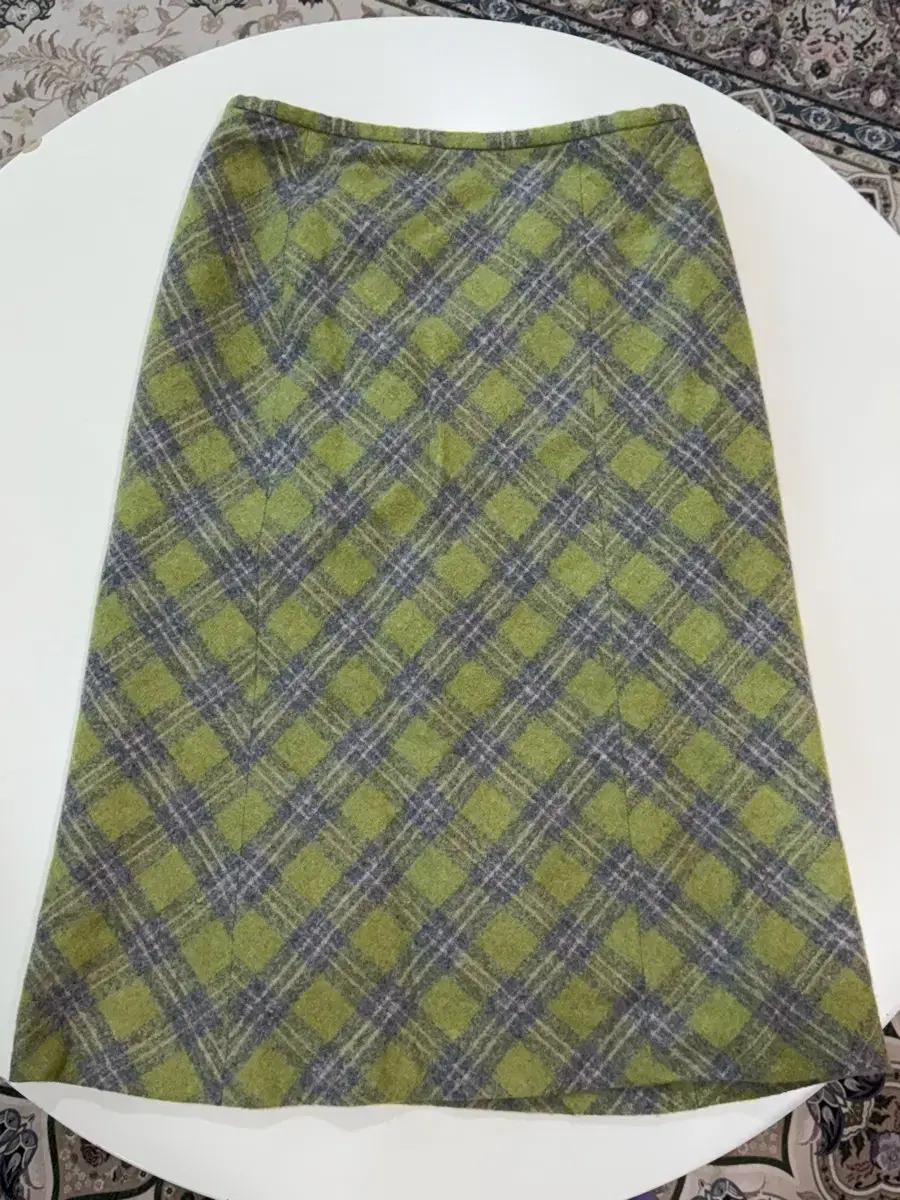 빈티지 체크 울 스커트 지구네수피일본콜하그카모메산장모리걸원피스니트