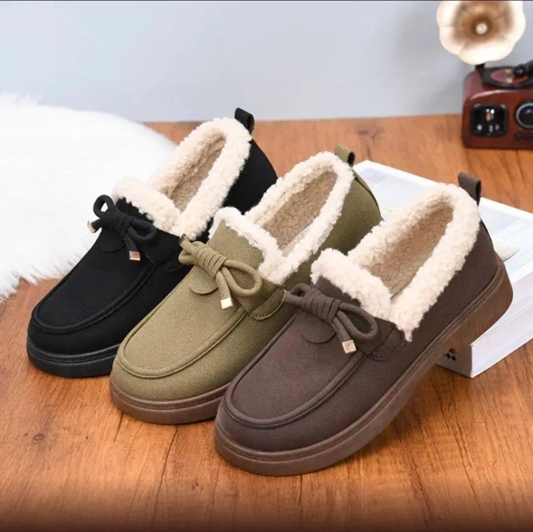 새상품)털 안감 데일리 리본 로퍼 모카신 신발