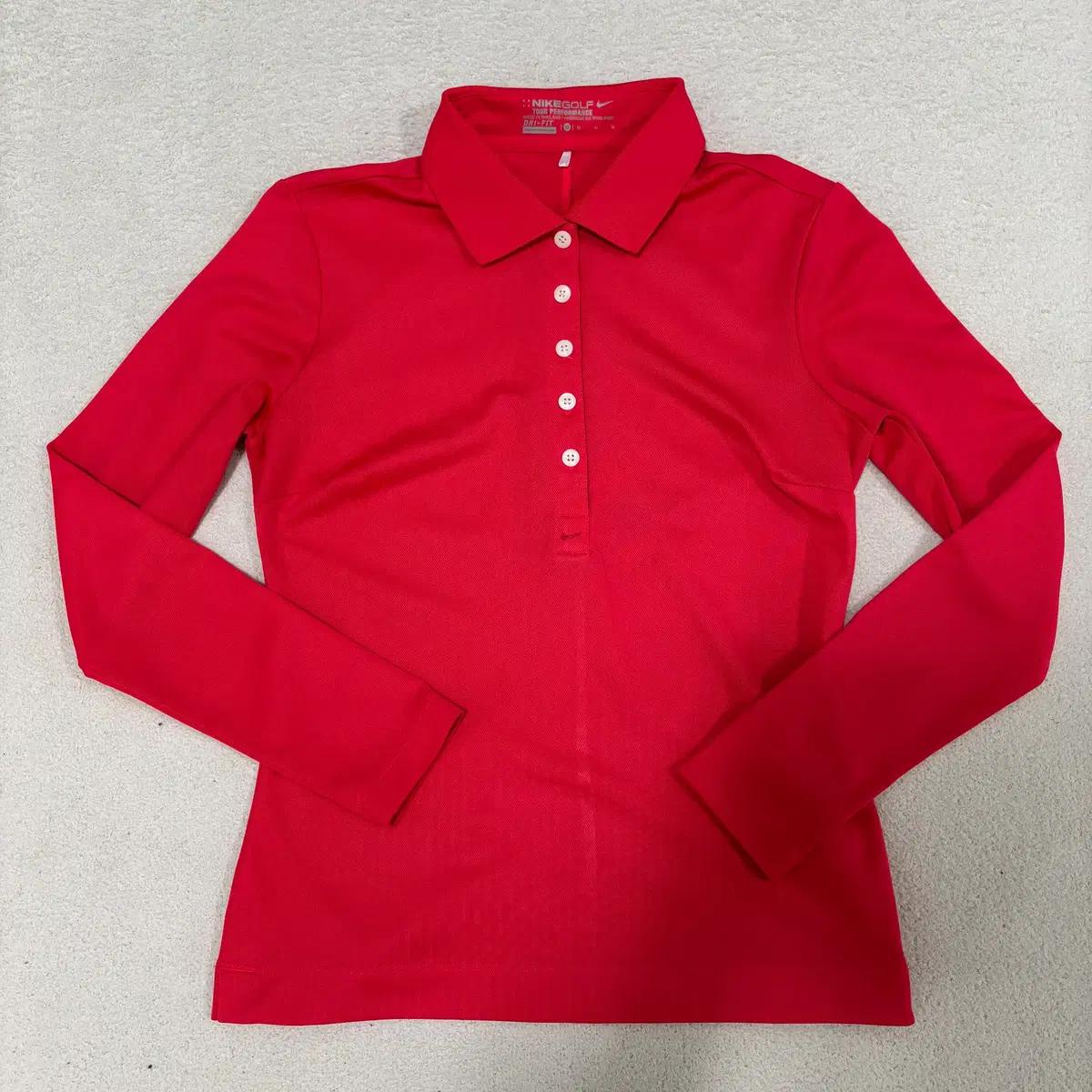 M 나이키 골프 레드 드라이핏 긴팔 폴로 셔츠 1205