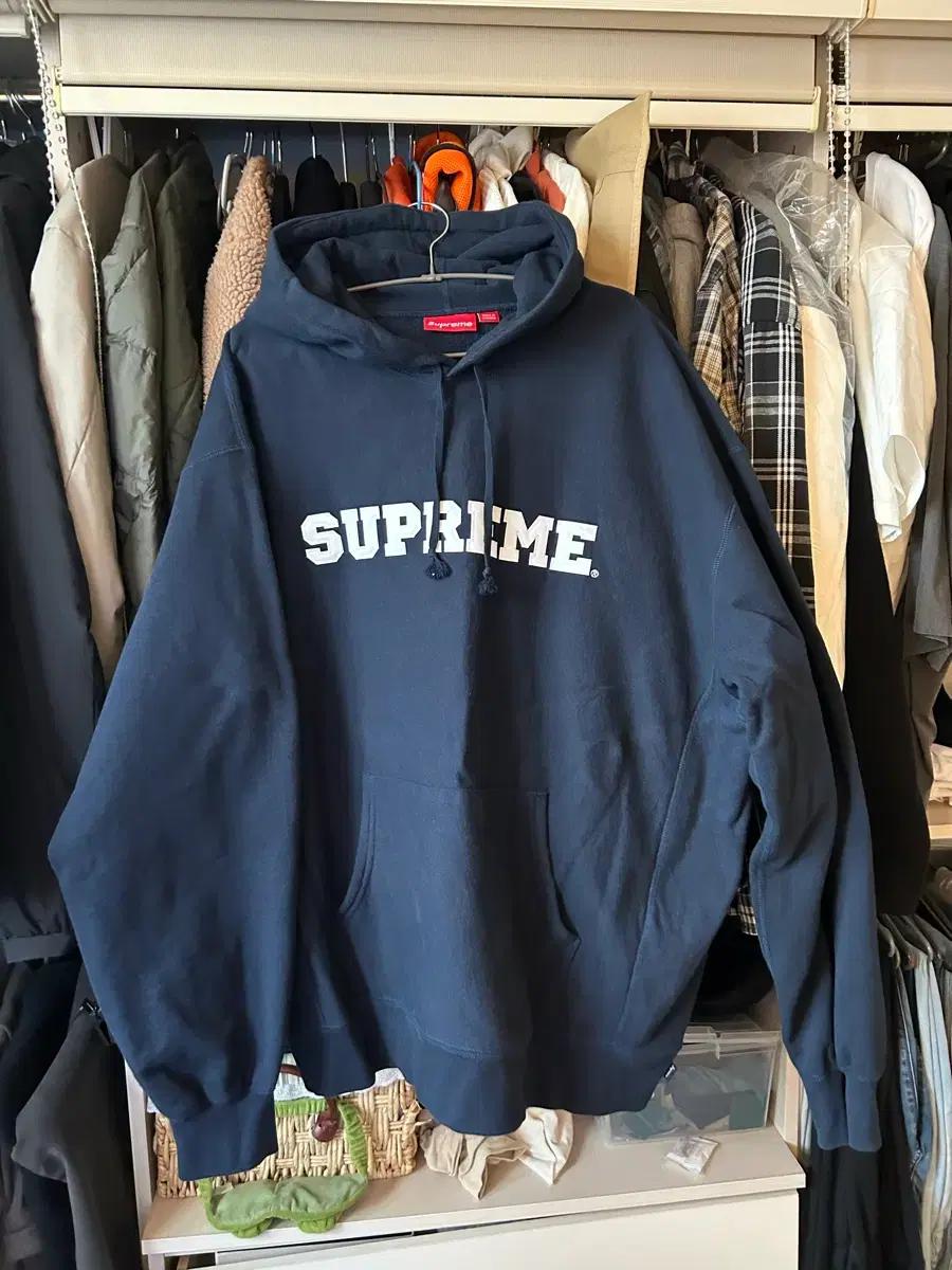 슈프림 컬리지에이트 후드 네이비 XXL