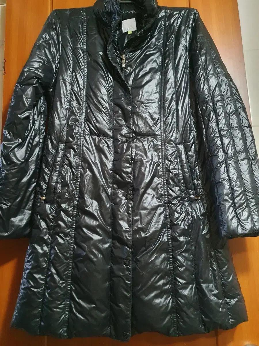 블랙 거위솜털 롱패딩 코트 여성용