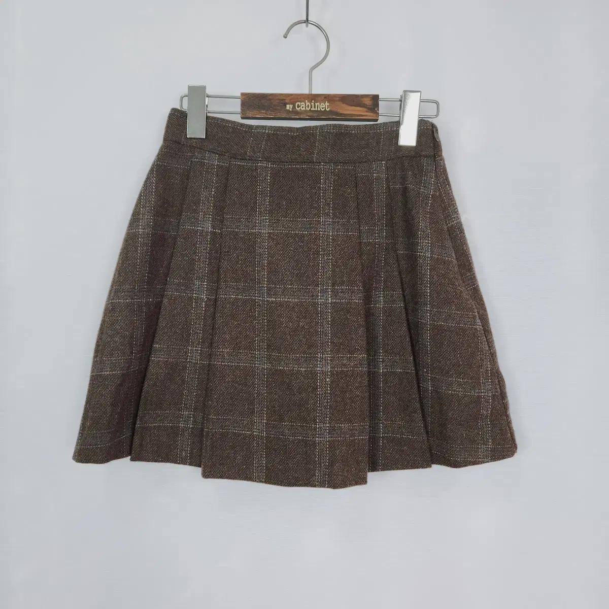 MAYBINS 미니스커트 여성 체크 프리사이즈 울 블렌드