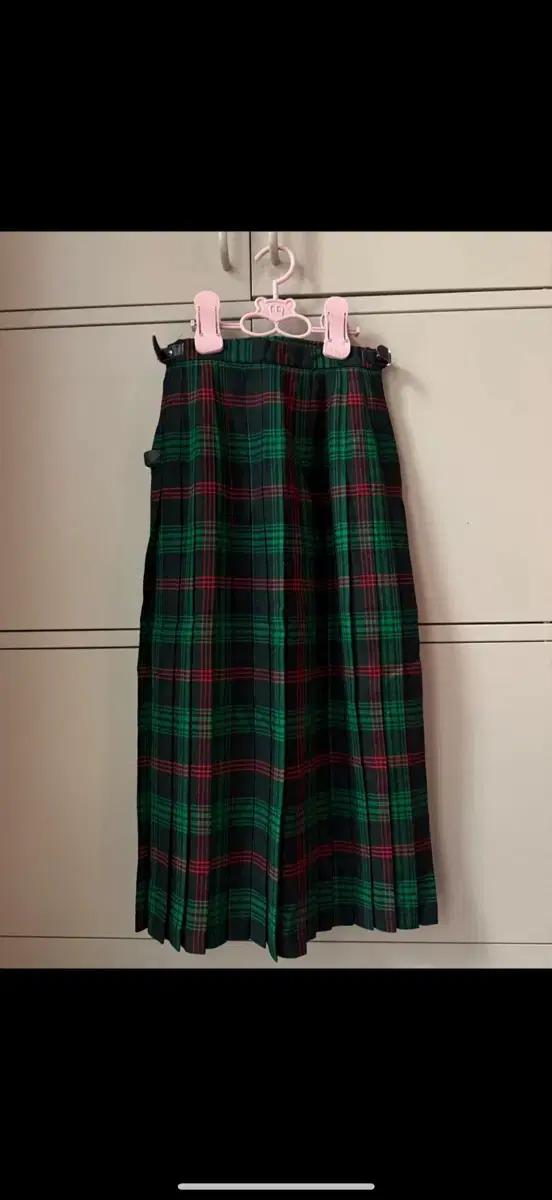 Glen Nevis 울100 스코틀랜드 체크 롱 스커트 S