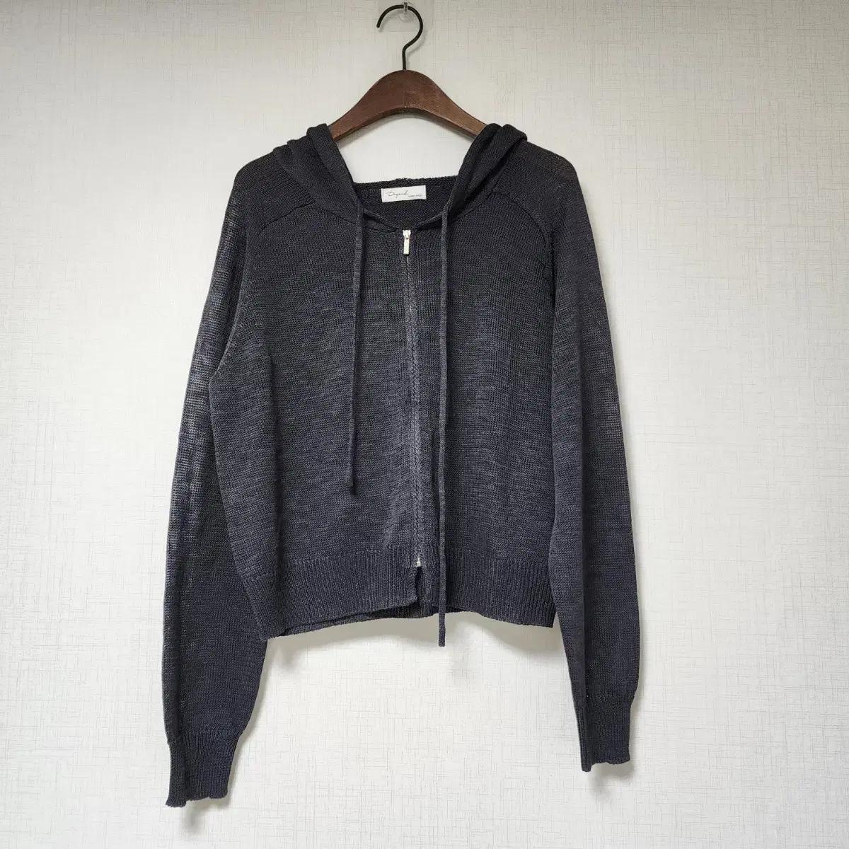 새상품) 챠콜 니트 후드집업 봄 여름 가디건 F