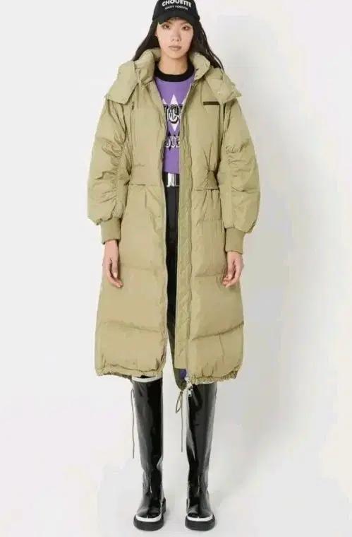 럭키슈에뜨 롱 패딩 코트 카키(38사이즈)