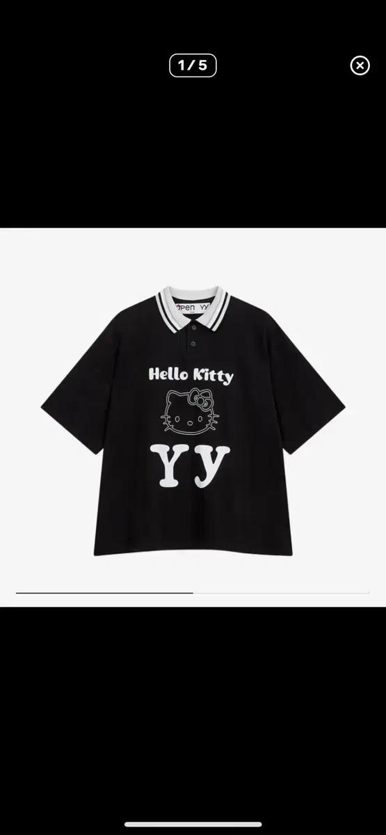 OPEN YY 헬로키티 콜라보 반팔 티셔츠 블랙 L/XL